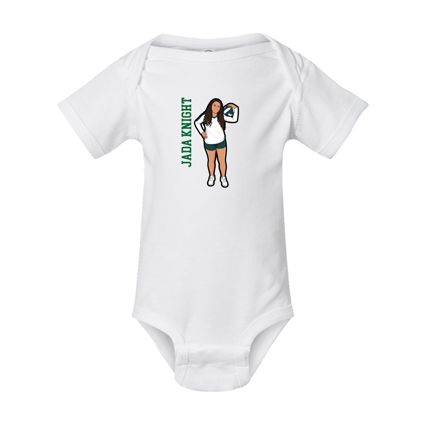 Baby Onesie — Name Vertical in White