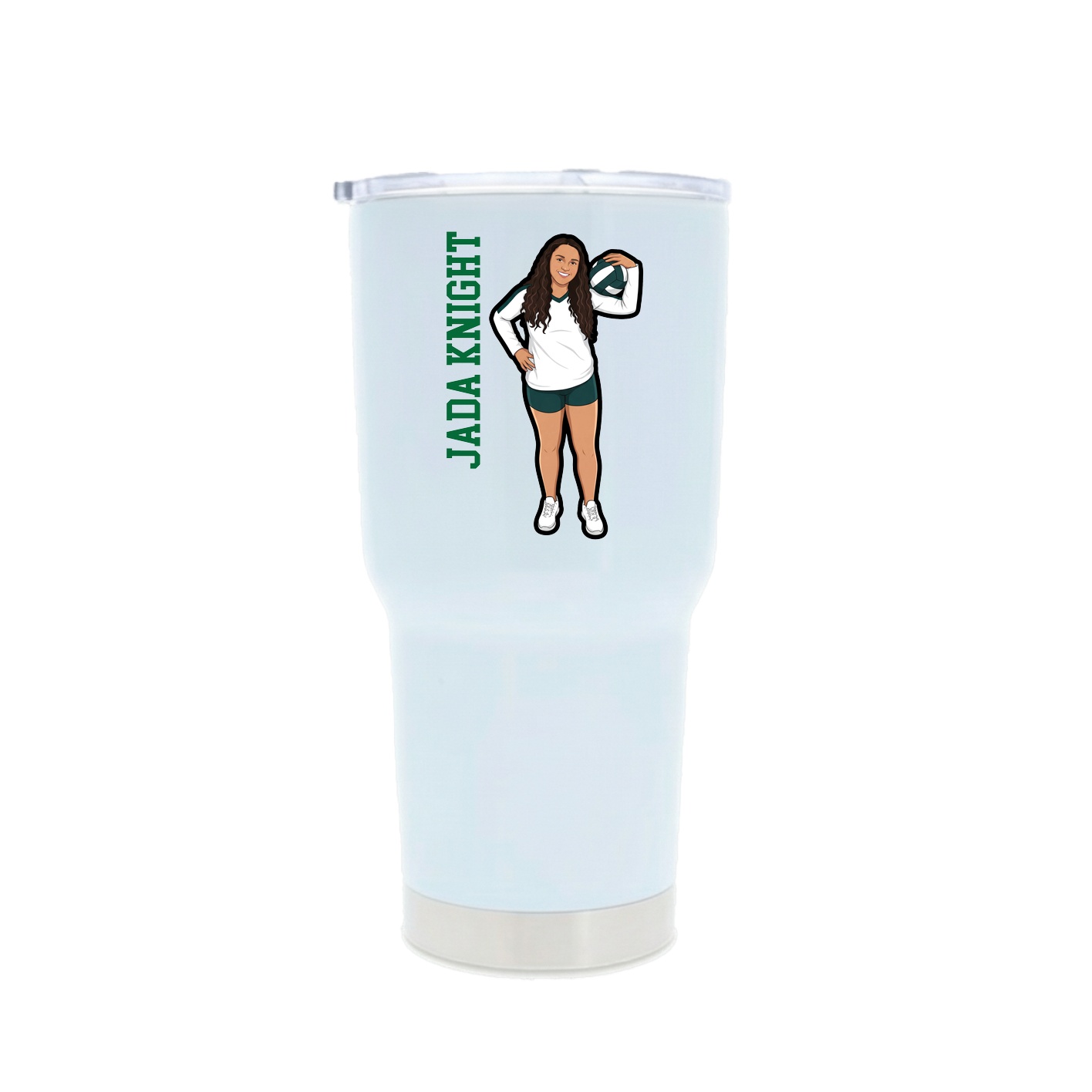 30oz Stainless Steel Tumbler — Name Vertical in White