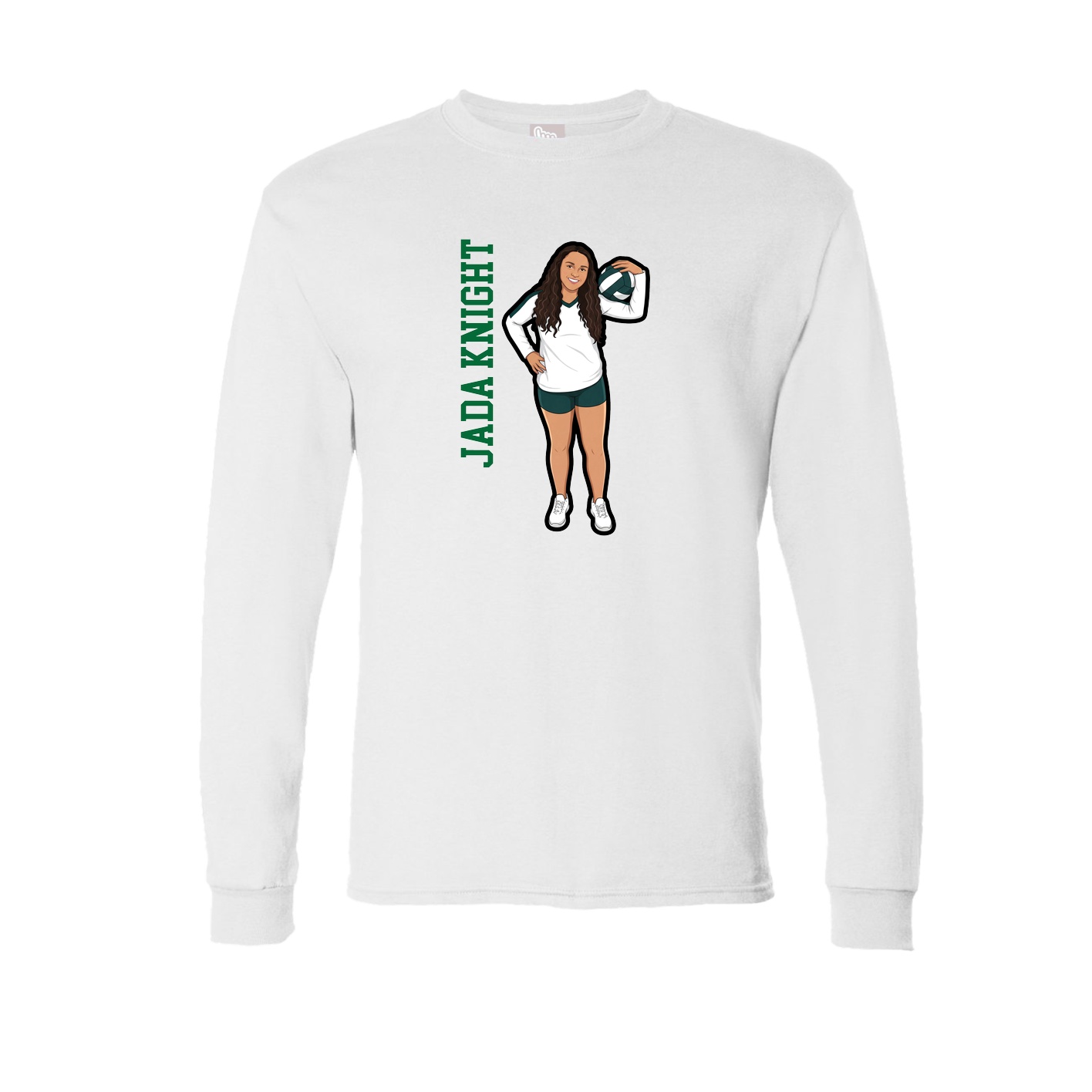 Long Sleeve Tee — Name Vertical in White