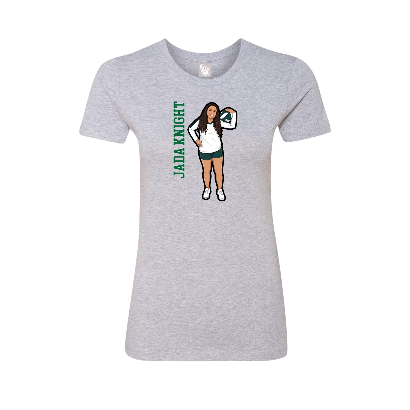 Fitted Women's Tee — Name Vertical in Grey