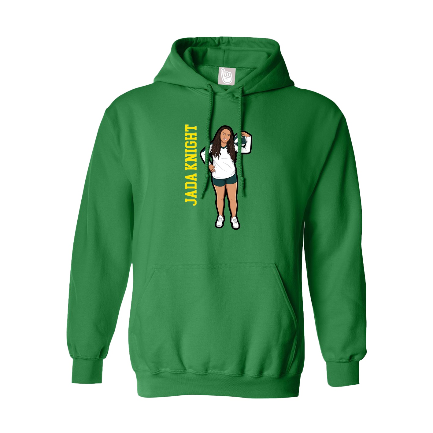 Hoodie — Name Vertical in Green