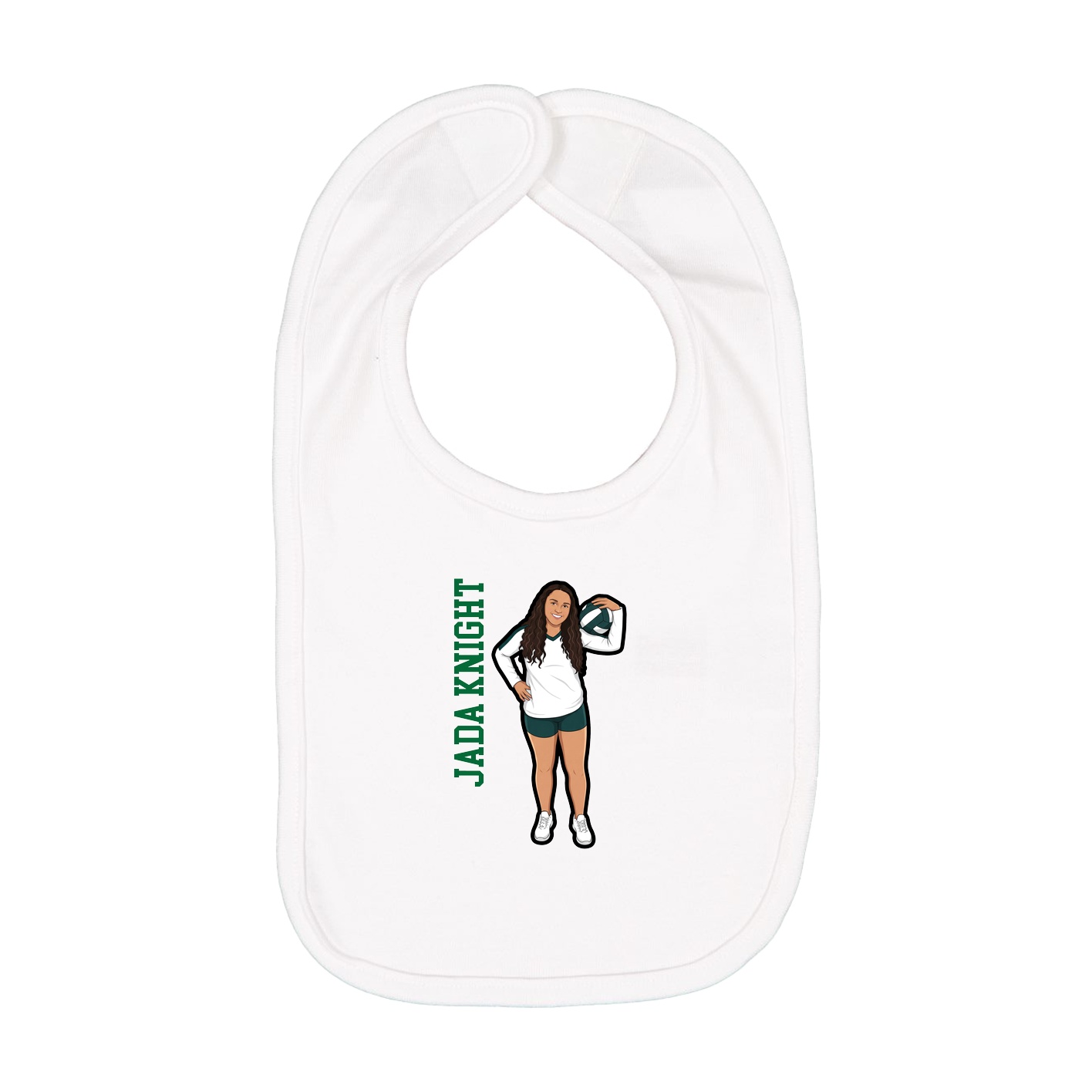 Infant Bib — Name Vertical in White