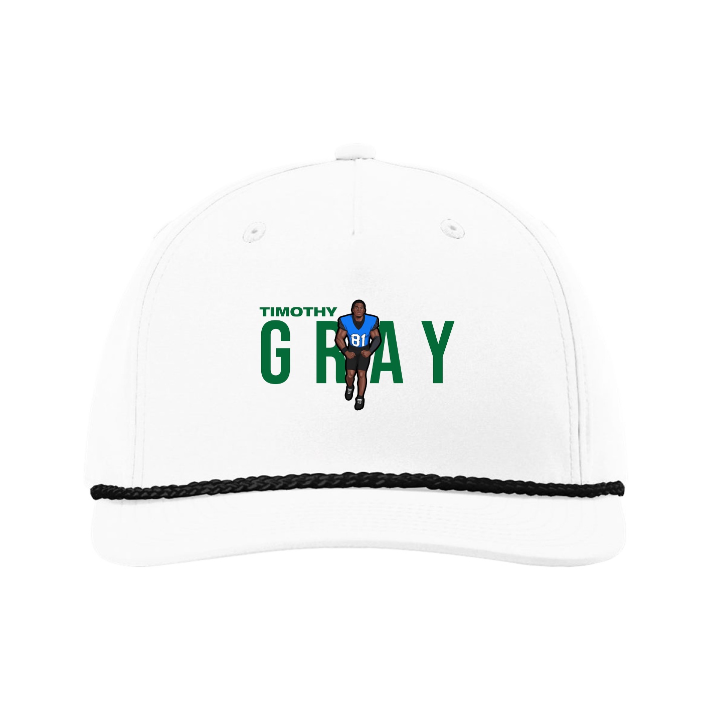 Five-Panel Classic Rope Cap — Player Name in White