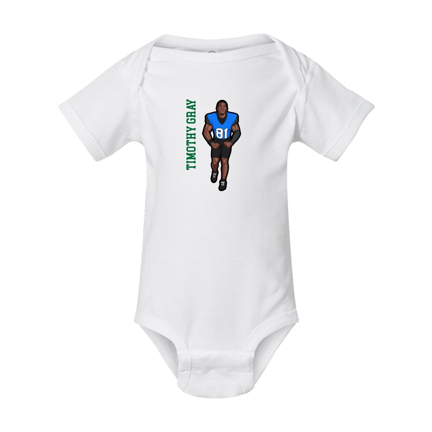 Baby Onesie — Name Vertical in White