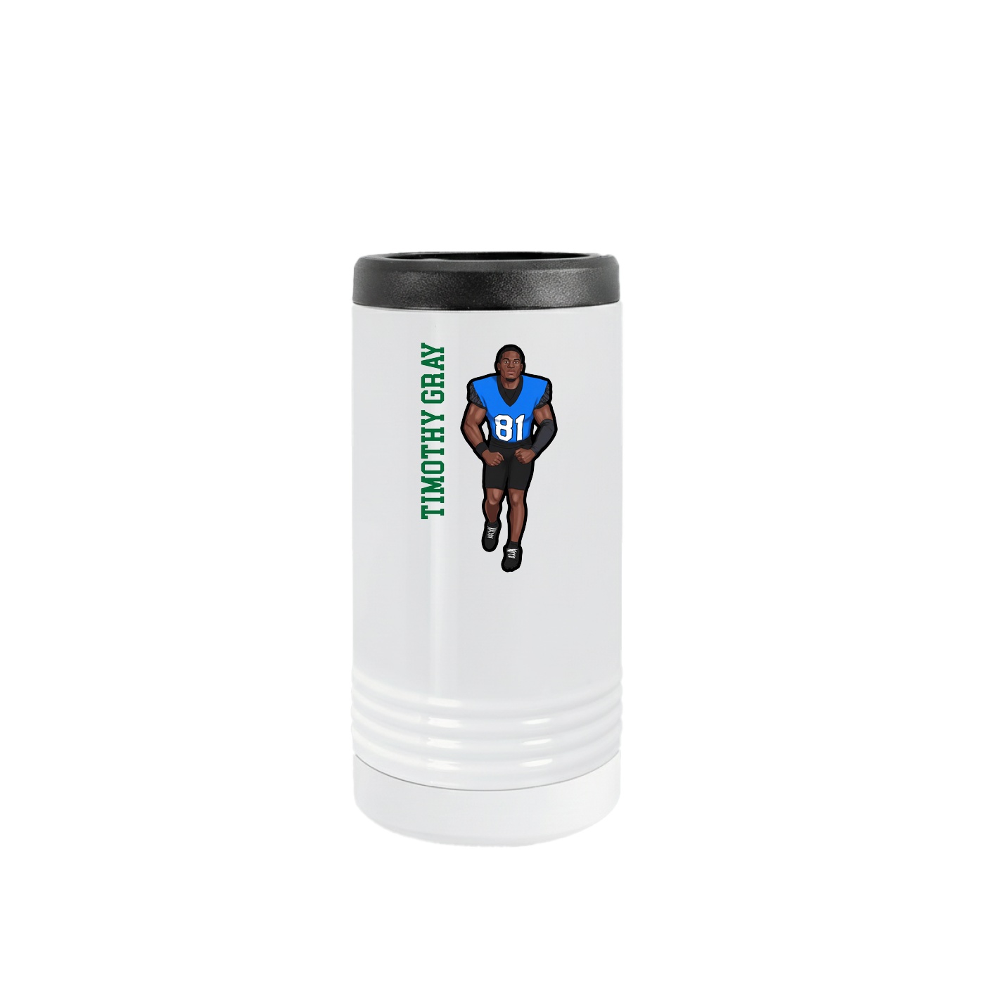 Slim Beverage Holder — Name Vertical in White