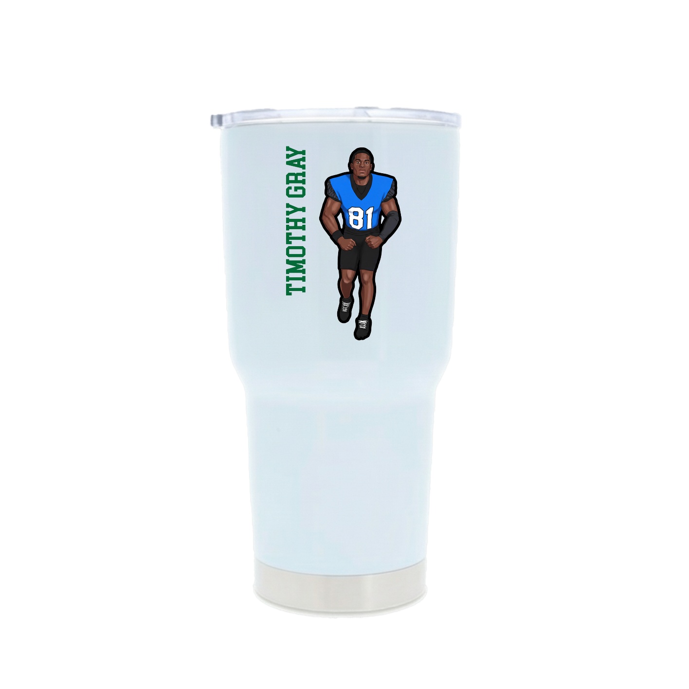 30oz Stainless Steel Tumbler — Name Vertical in White