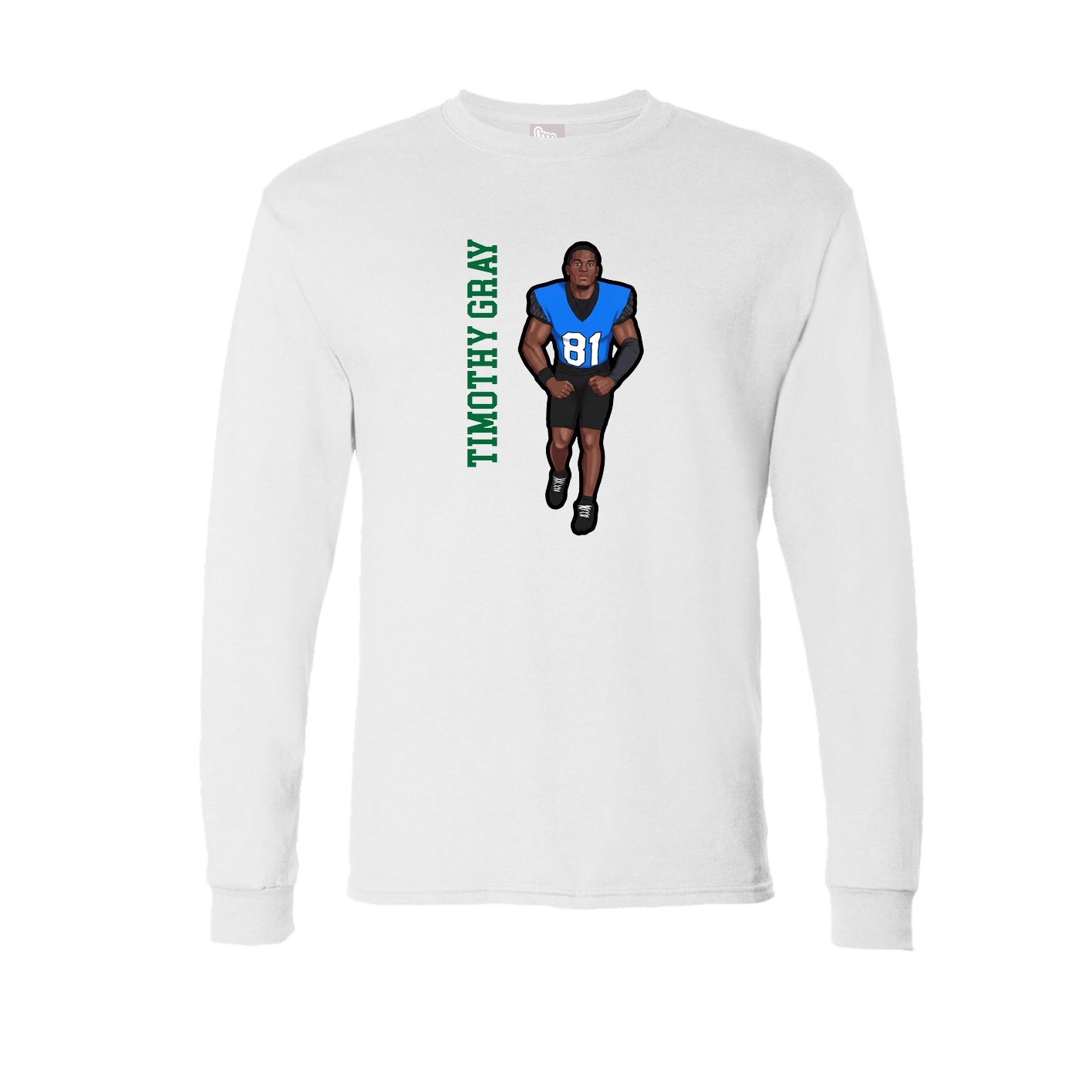 Long Sleeve Tee — Name Vertical in White