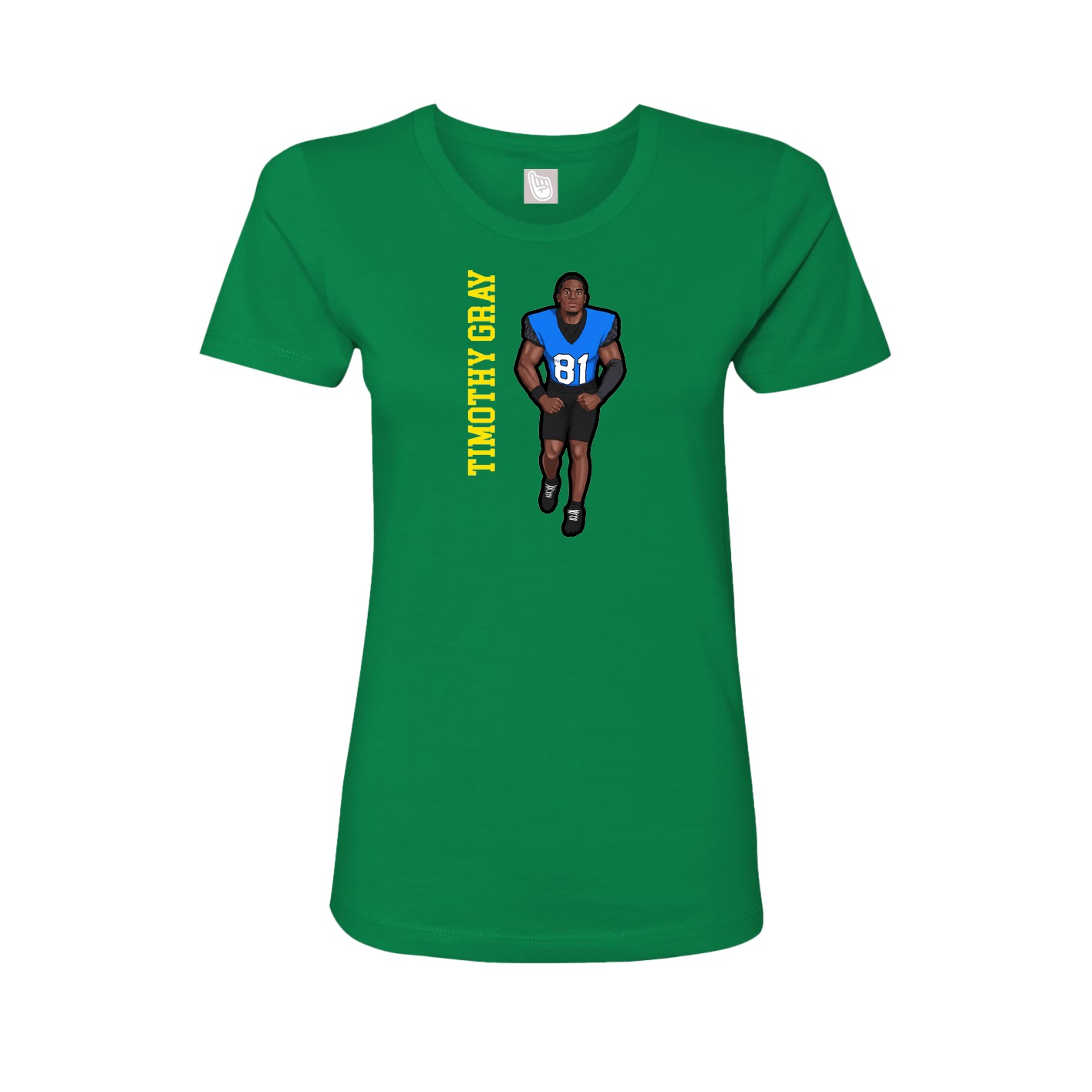Fitted Women's Tee — Name Vertical in Green