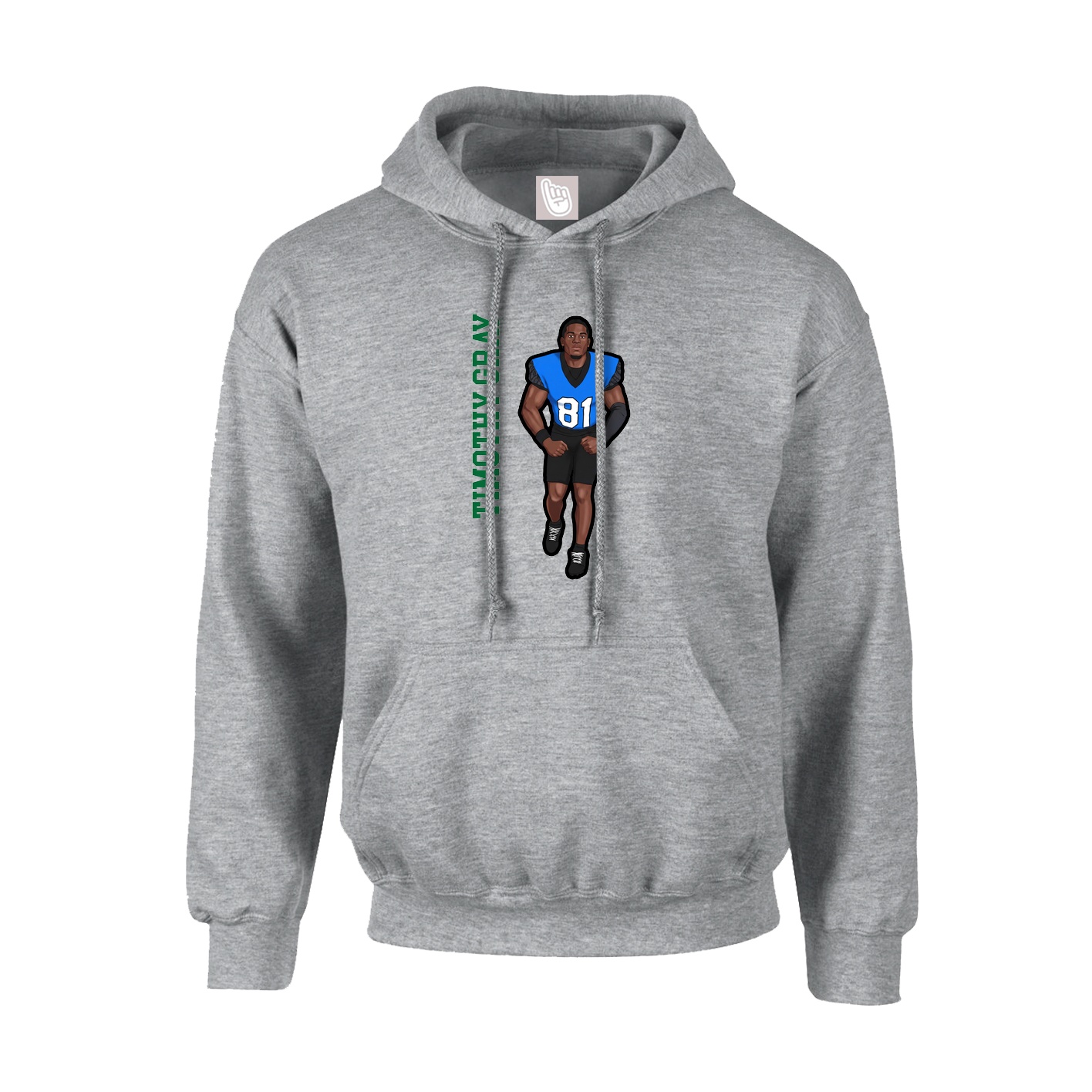 Hoodie — Name Vertical in Grey