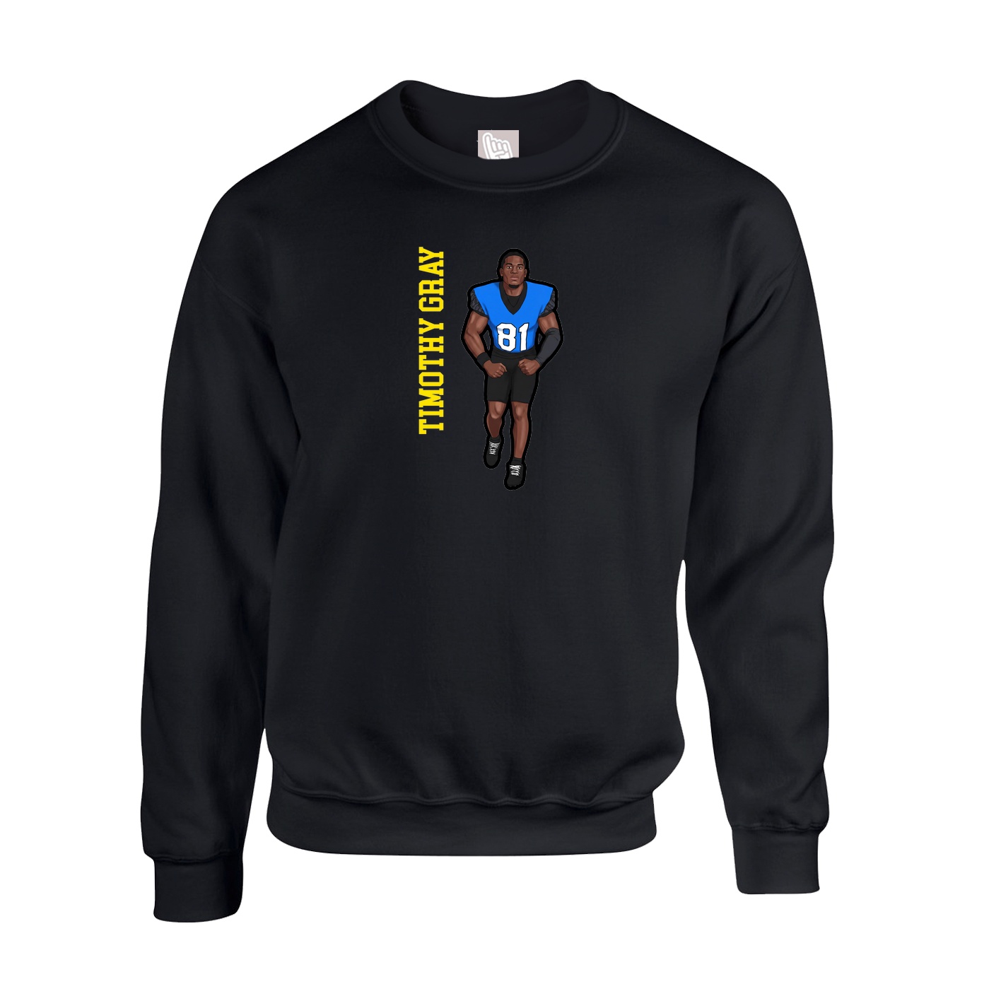 Fleece Crew — Name Vertical in Black