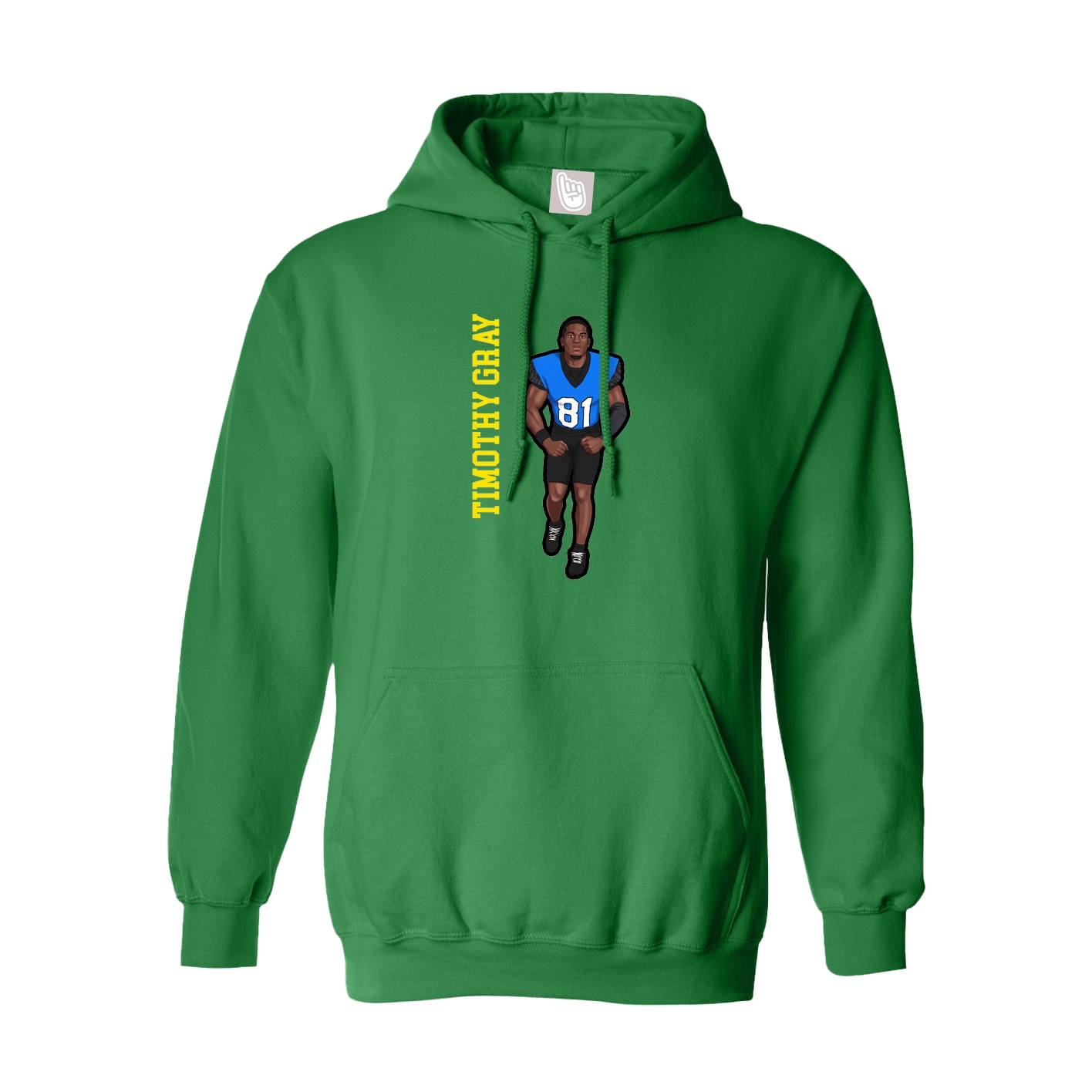 Youth Hoodie — Name Vertical in Green