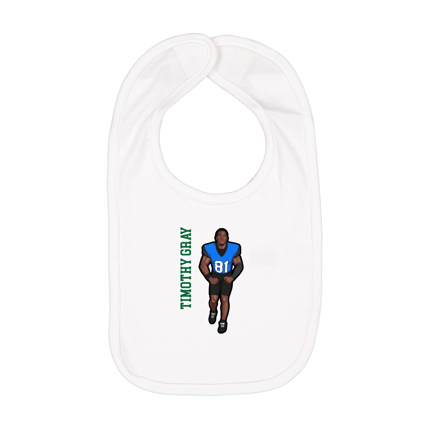Infant Bib — Name Vertical in White