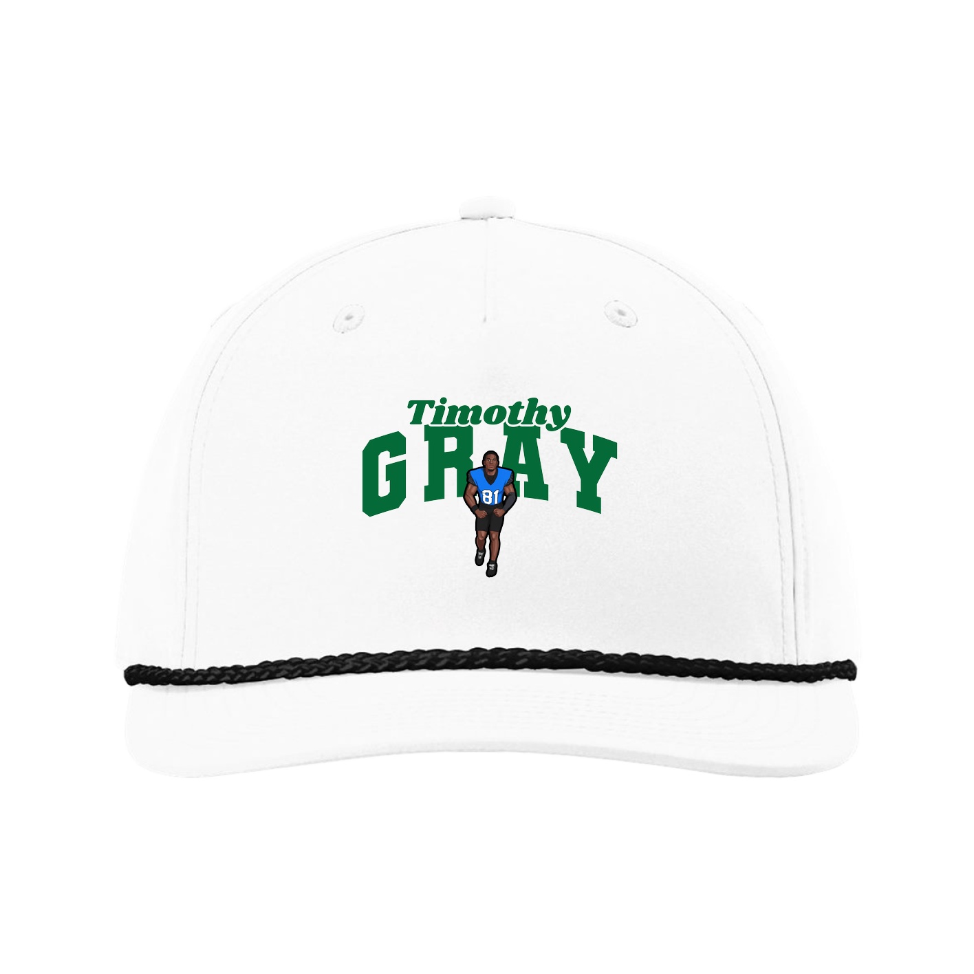 Five-Panel Classic Rope Cap — Signature Arch in White