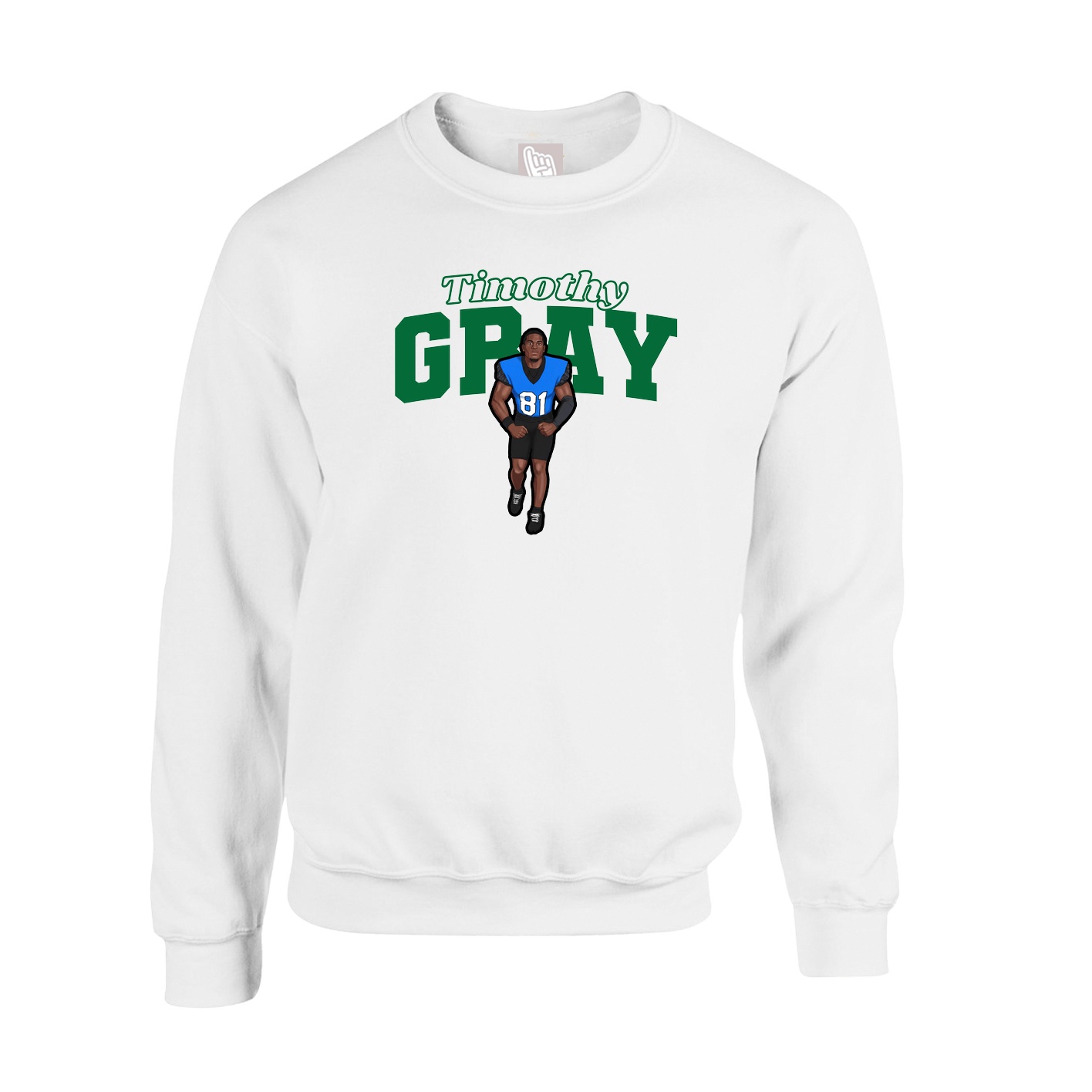 Fleece Crew — Name Arch in White