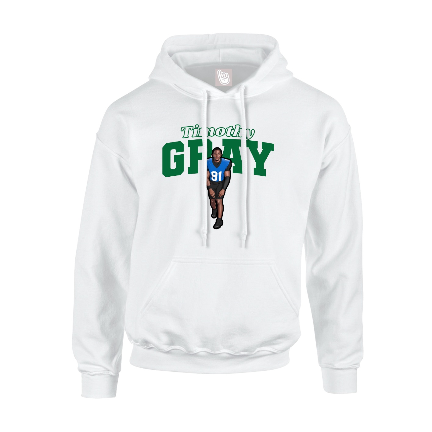 Youth Hoodie — Name Arch in White