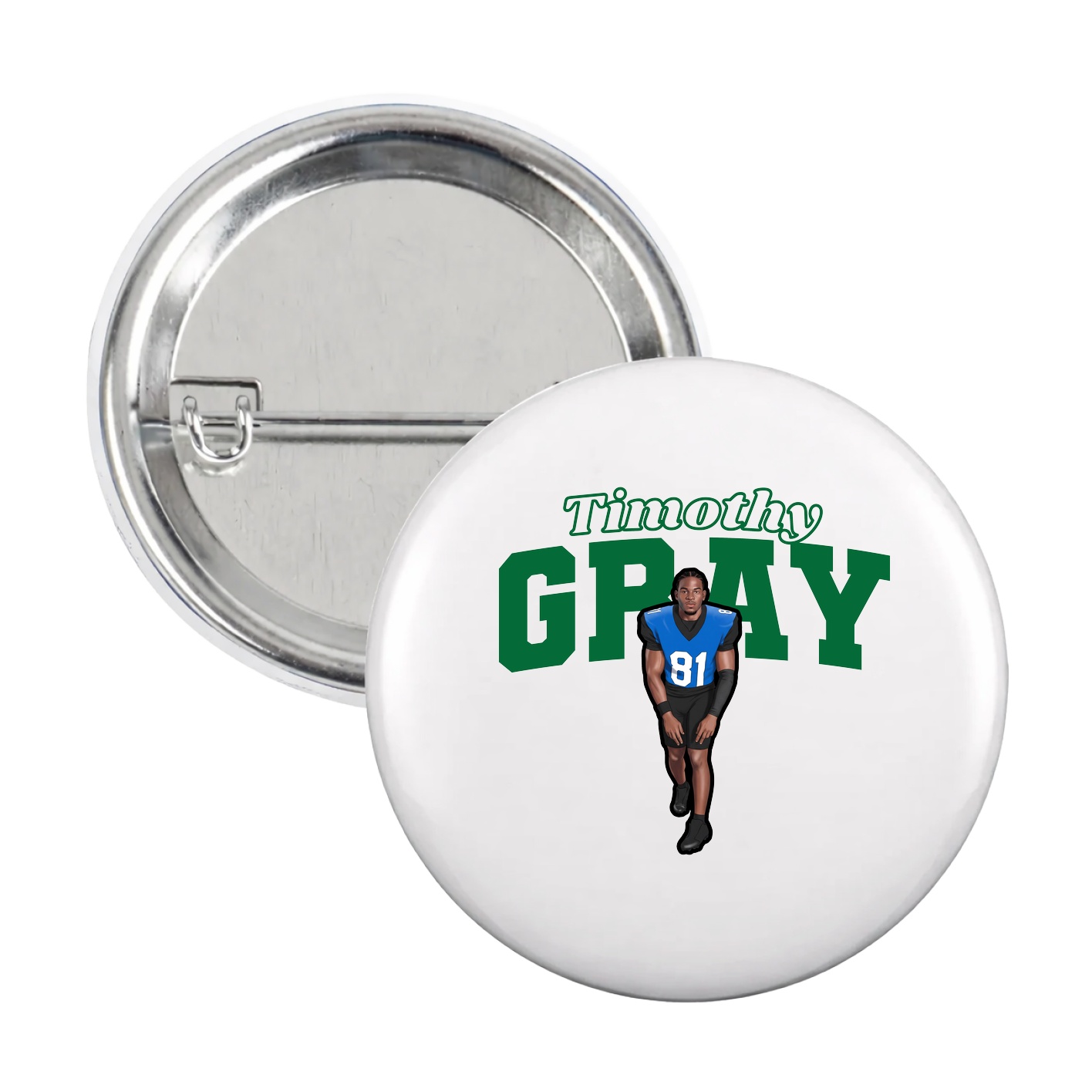 Game Day Button — Name Arch in White
