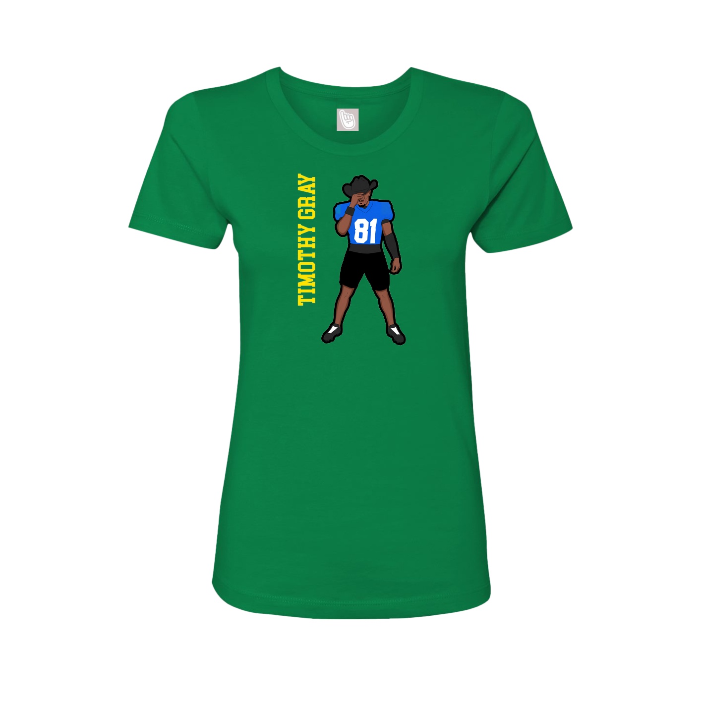 Fitted Women's Tee — Name Vertical in Green