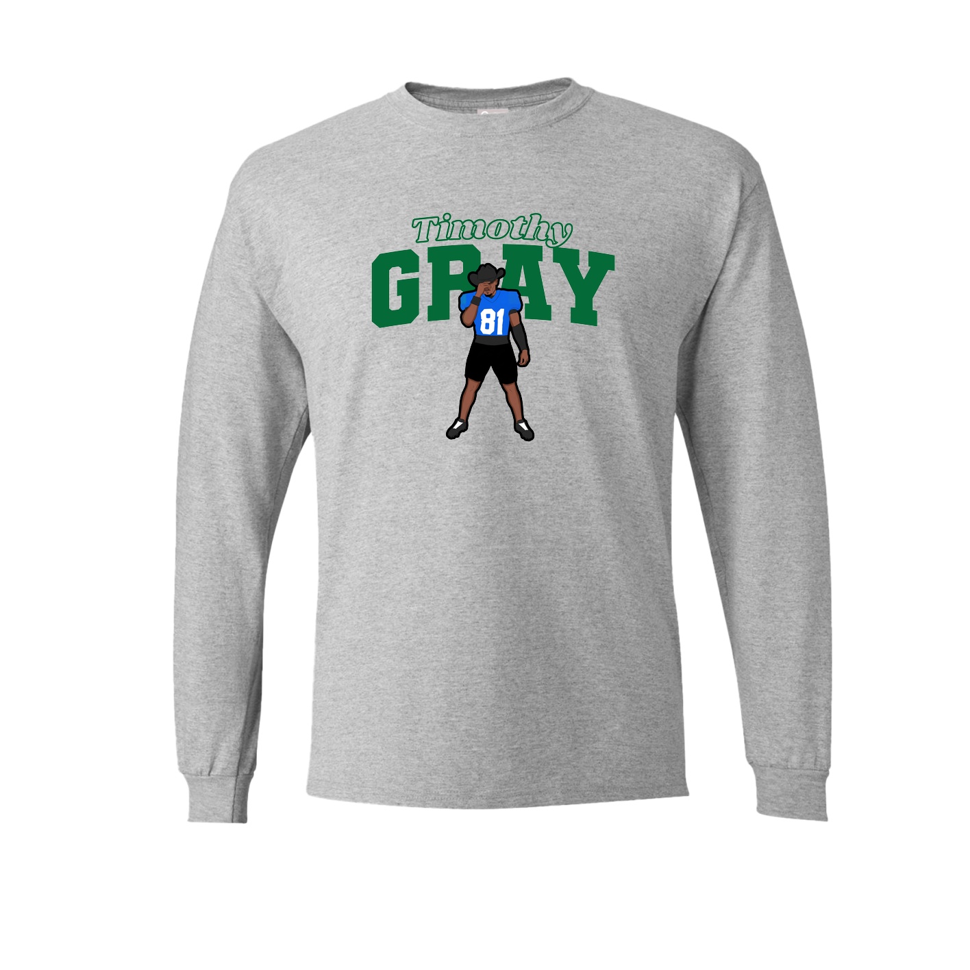 Long Sleeve Tee — Name Arch in Grey