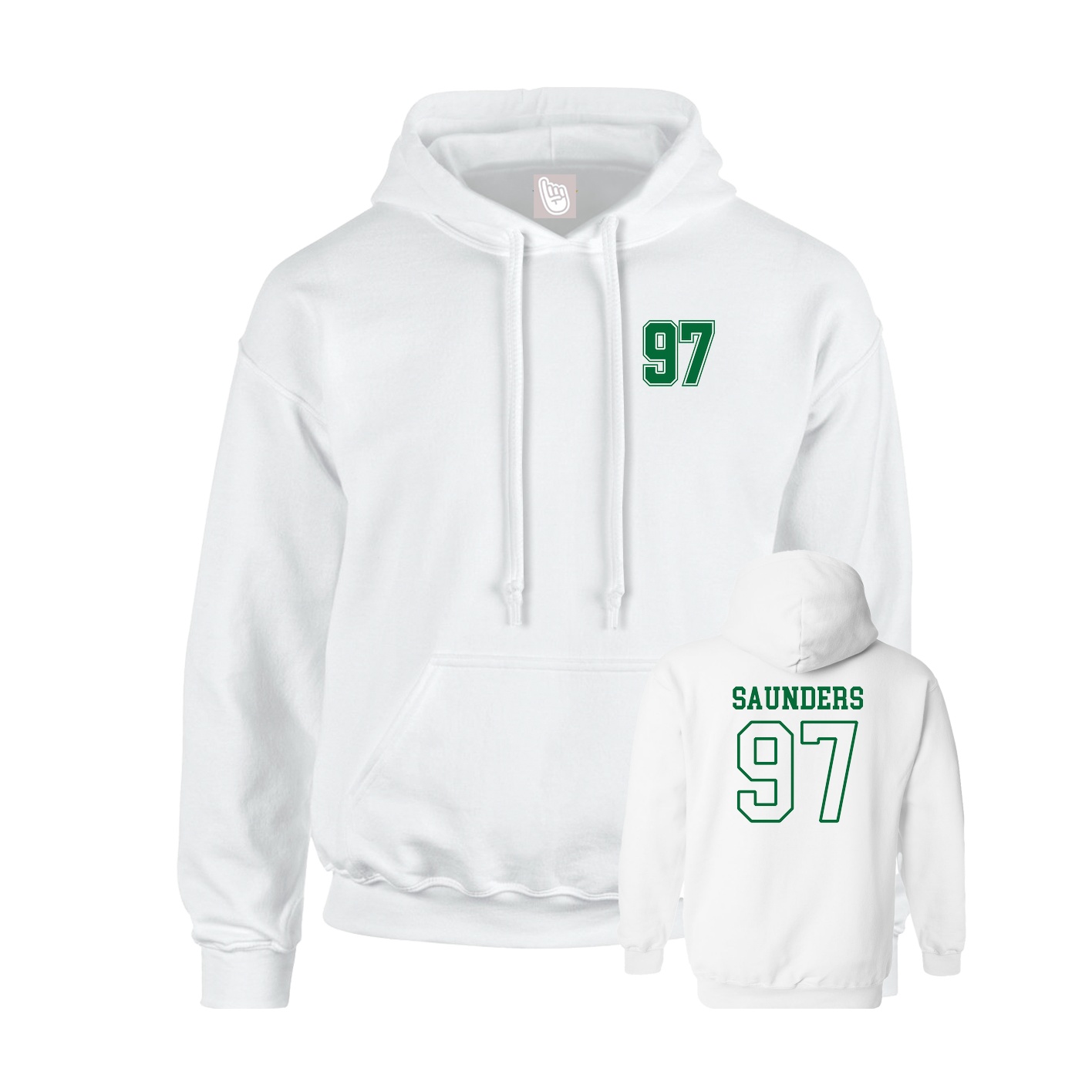 Youth Hoodie — Chest Back in White