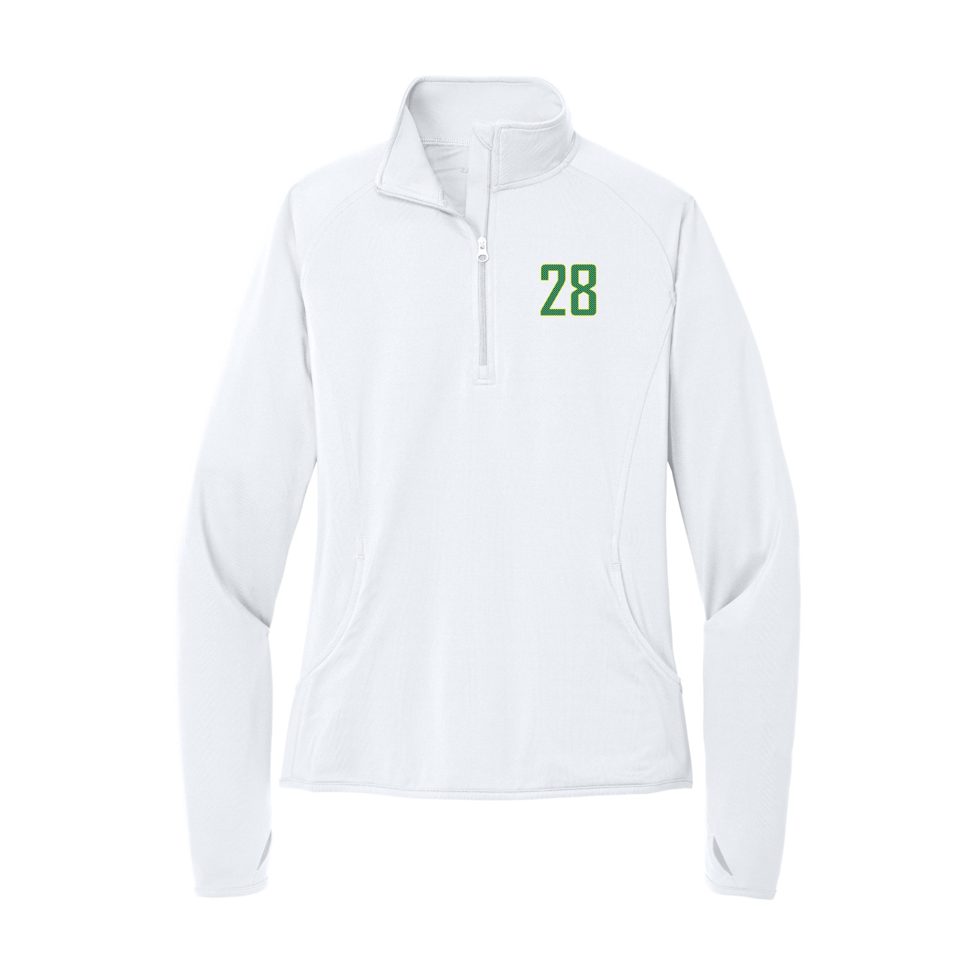 Women's Q-Zip Pullover — Front Shirsy in White