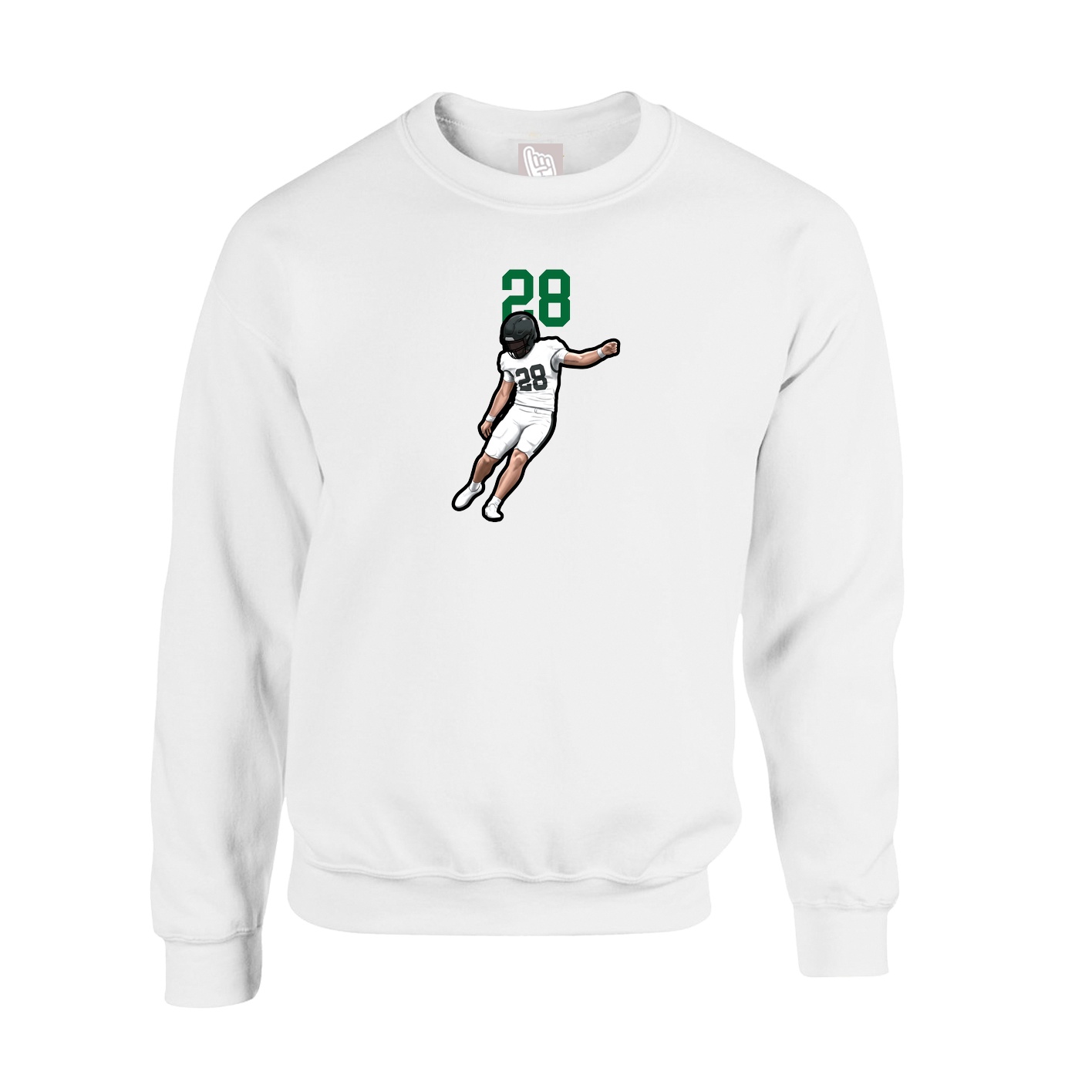 Fleece Crew — Number Top in White