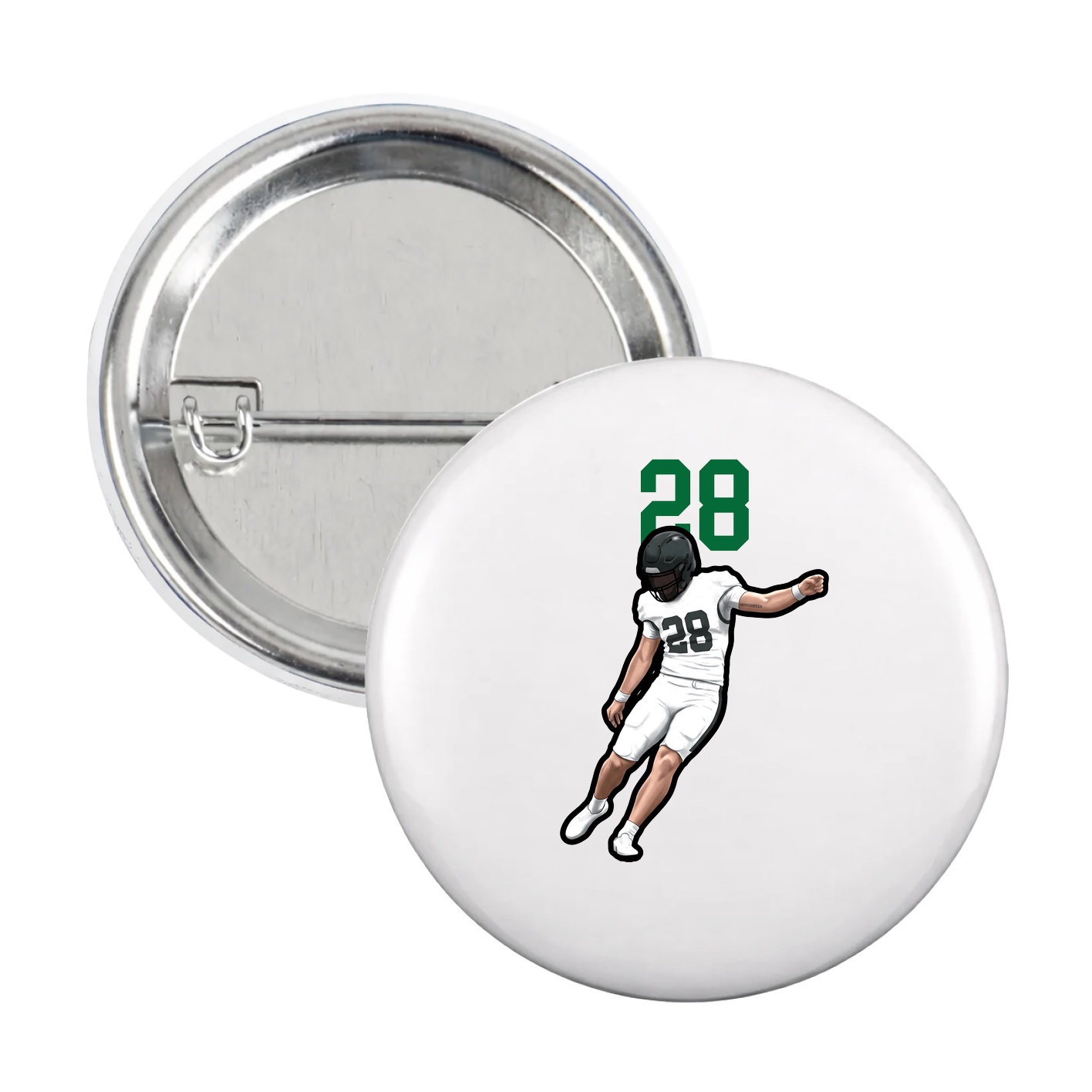 Game Day Button — Number Top in White