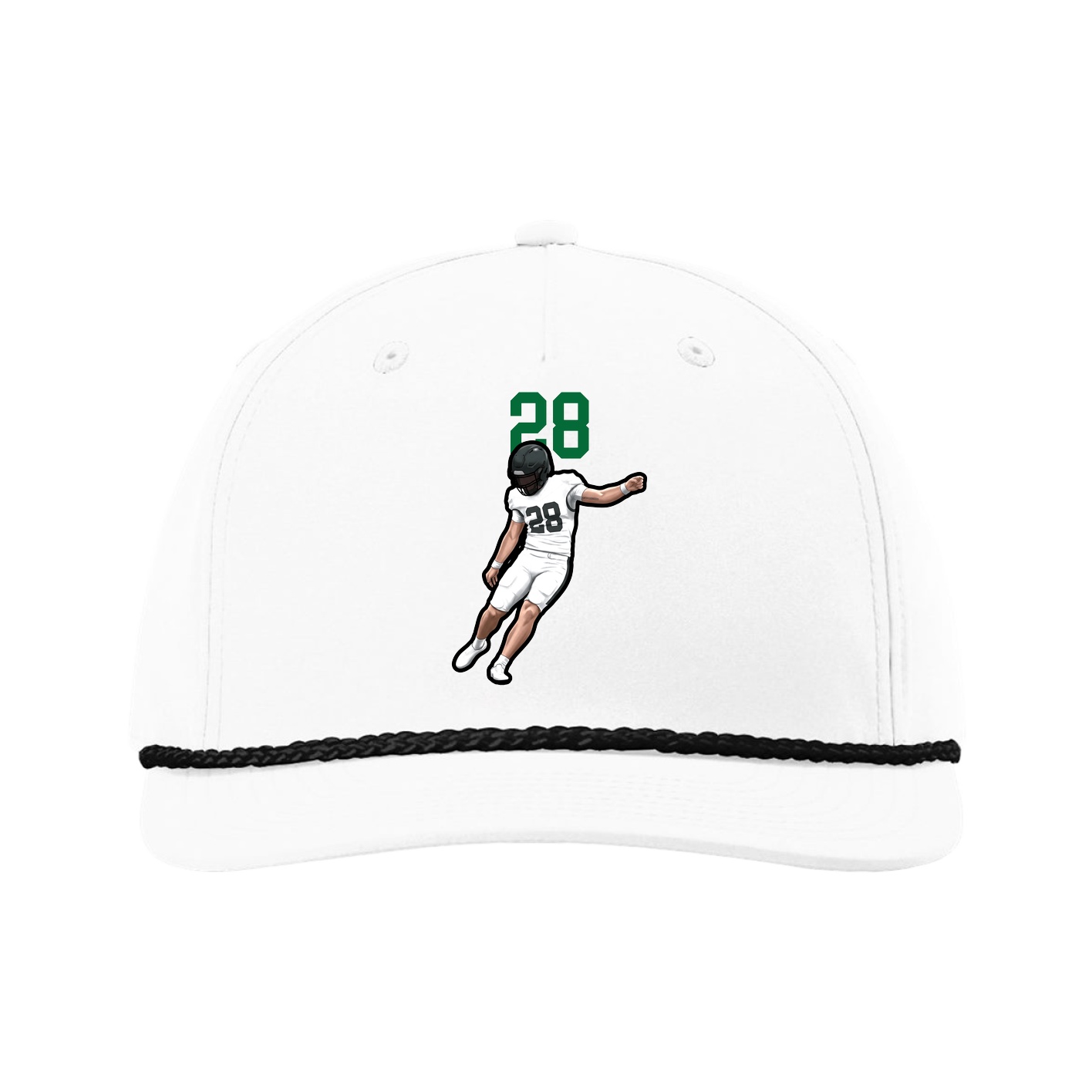 Five-Panel Classic Rope Cap — Number Top in White