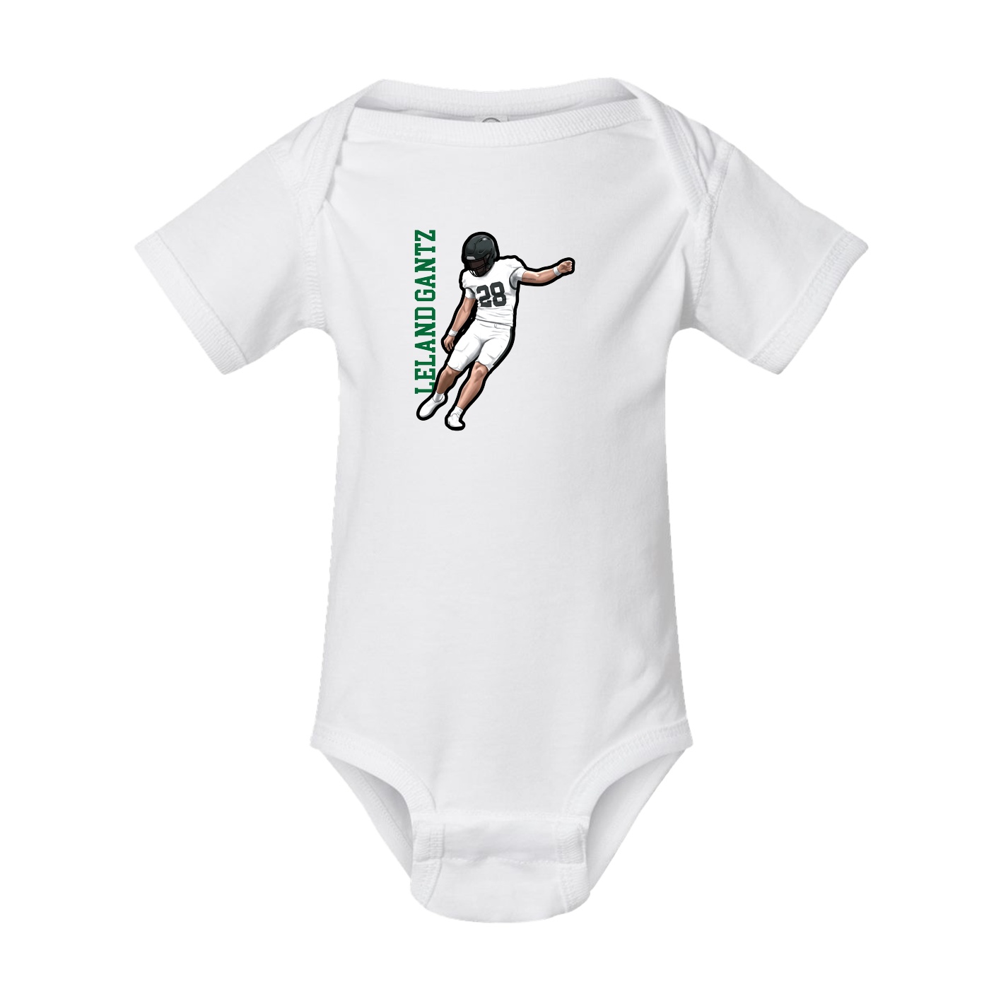 Baby Onesie — Name Vertical in White