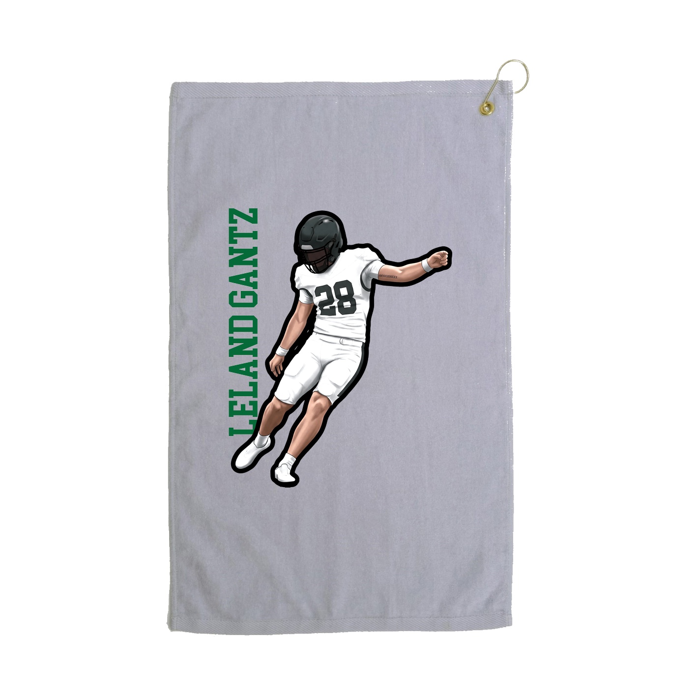 Golf Towel — Name Vertical in Grey