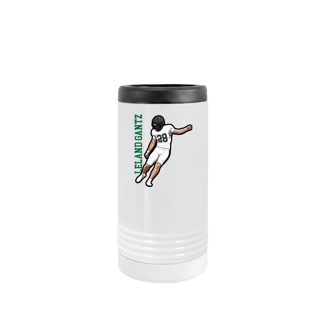 Slim Beverage Holder — Name Vertical in White