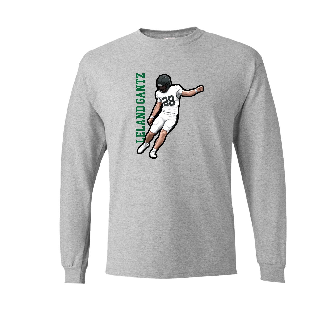 Long Sleeve Tee — Name Vertical in Grey