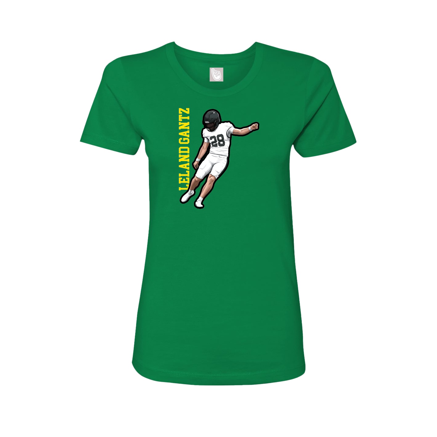 Fitted Women's Tee — Name Vertical in Green