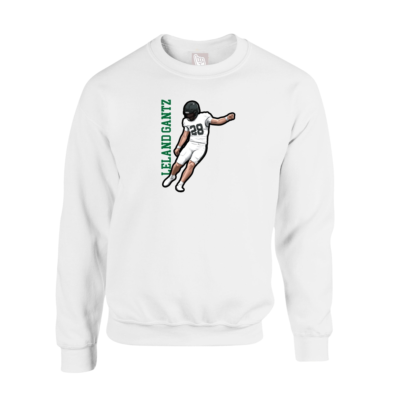 Fleece Crew — Name Vertical in White