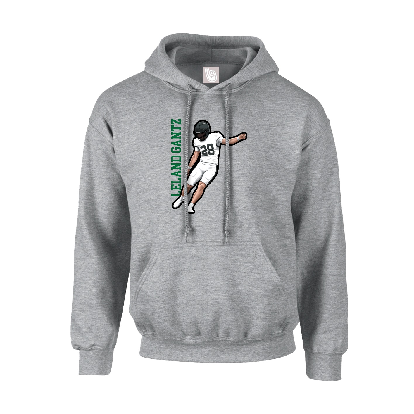 Youth Hoodie — Name Vertical in Grey