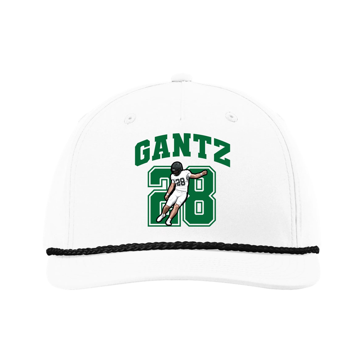 Five-Panel Classic Rope Cap — Number in White