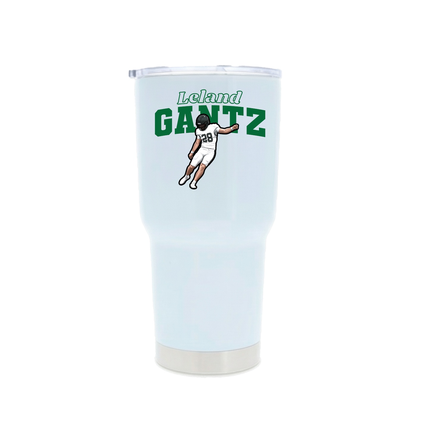 30oz Stainless Steel Tumbler — Name Arch in White