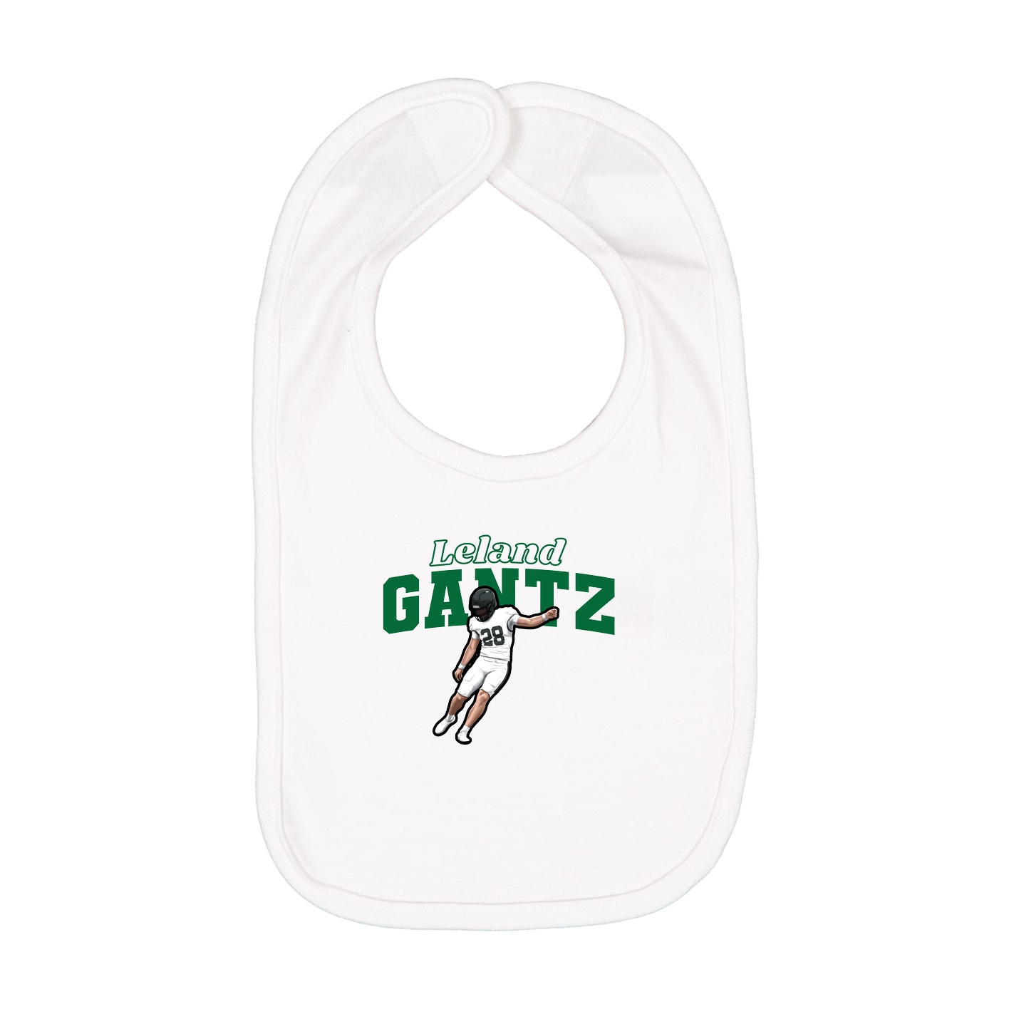Infant Bib — Name Arch in White