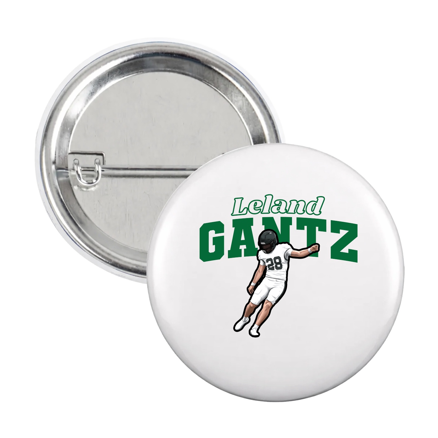 Game Day Button — Name Arch in White