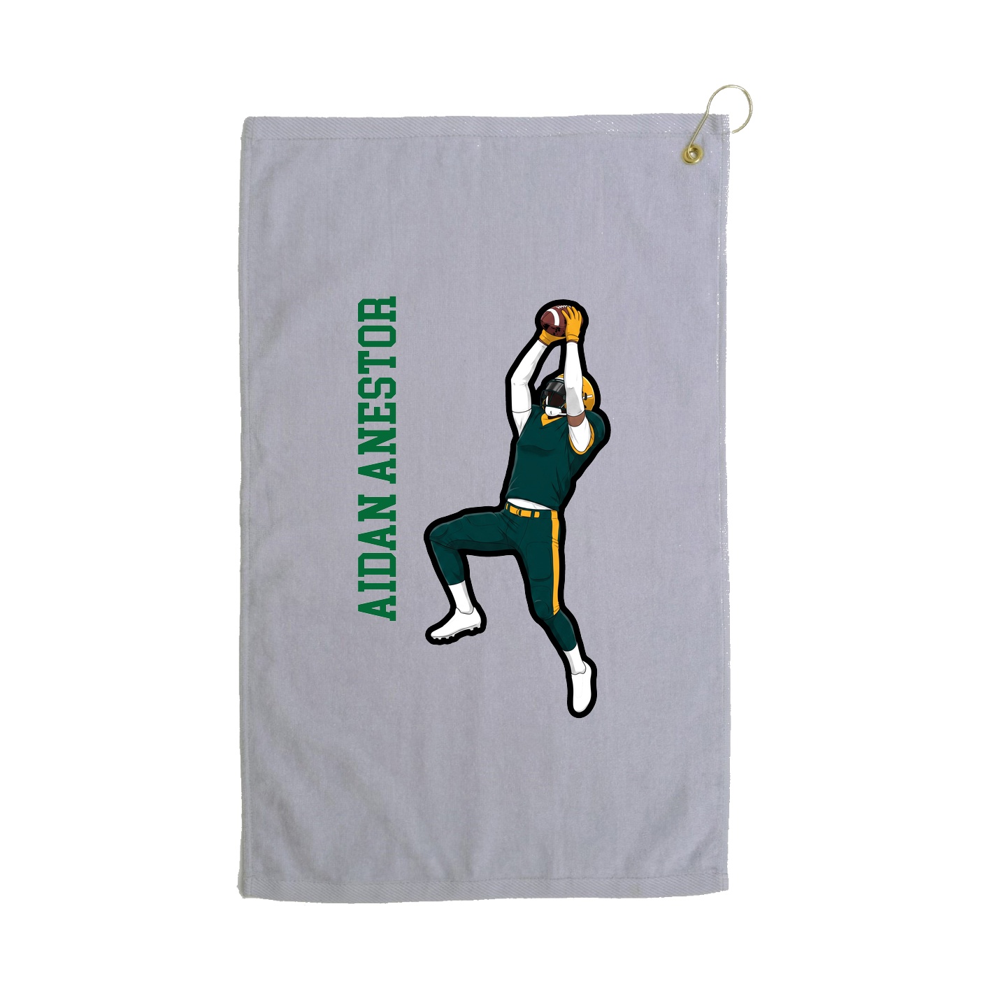 Golf Towel — Name Vertical in Grey