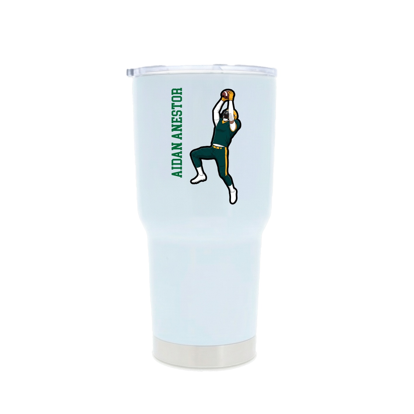 30oz Stainless Steel Tumbler — Name Vertical in White