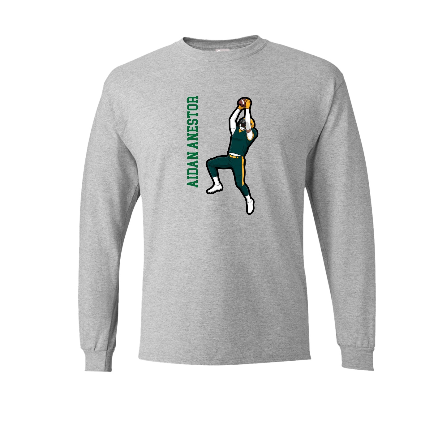 Long Sleeve Tee — Name Vertical in Grey