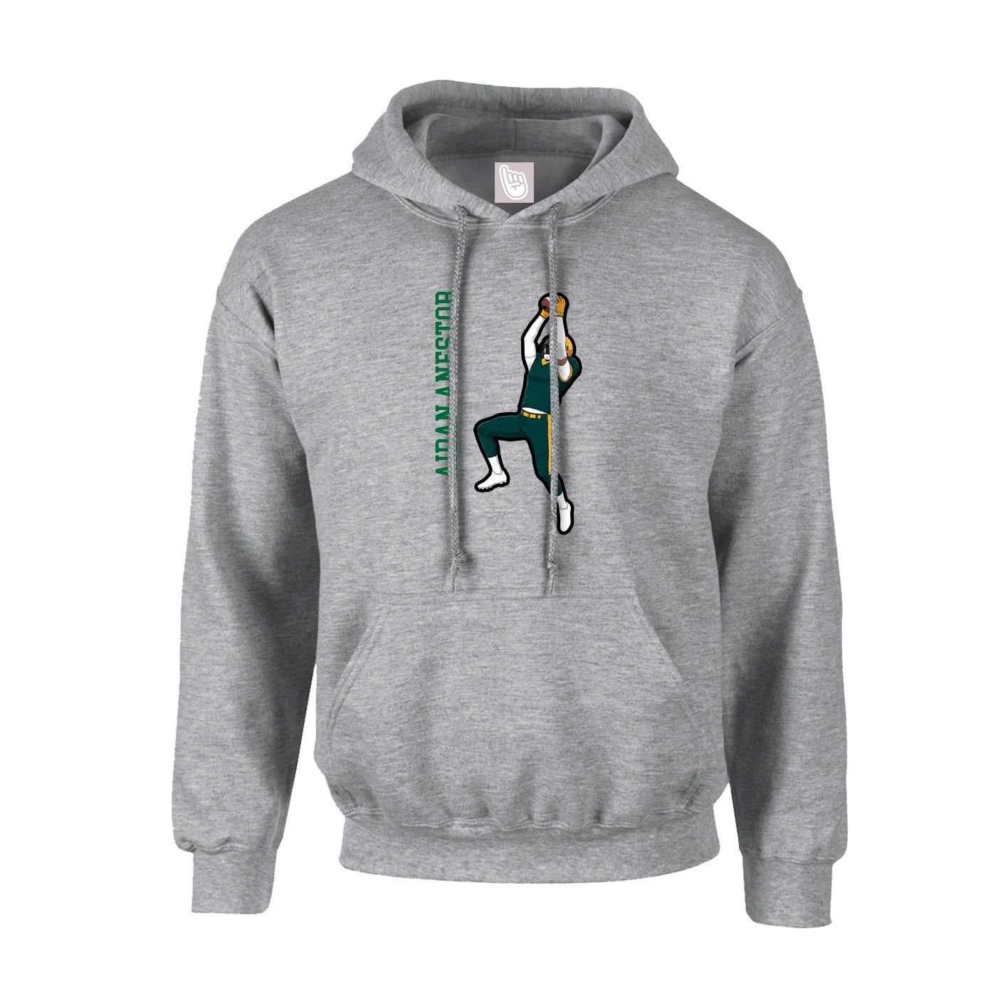 Youth Hoodie — Name Vertical in Grey