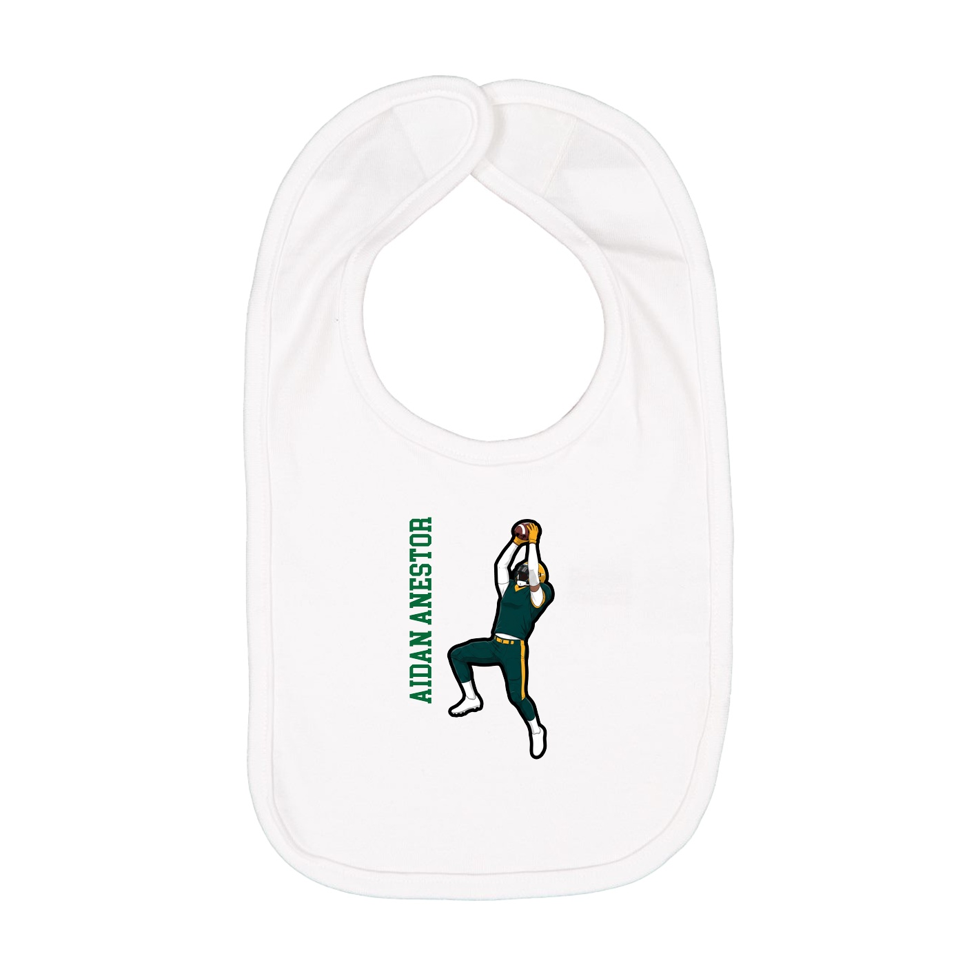 Infant Bib — Name Vertical in White