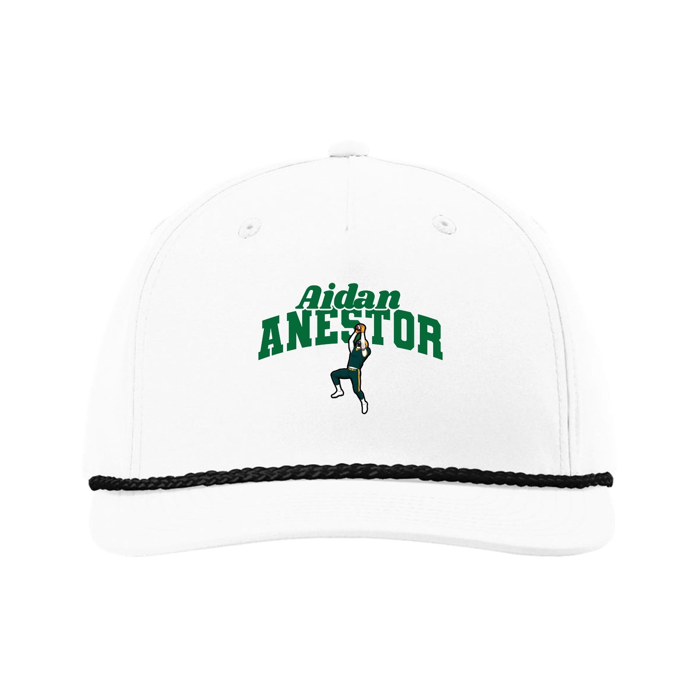 Five-Panel Classic Rope Cap — Signature Arch in White