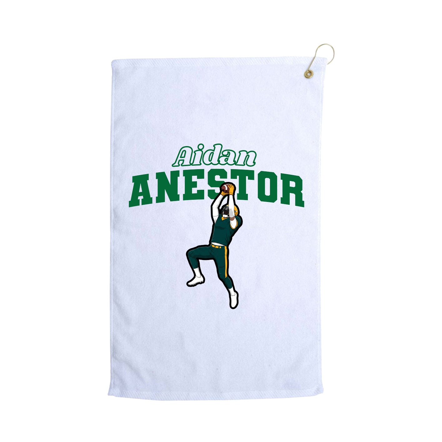 Golf Towel — Name Arch in White