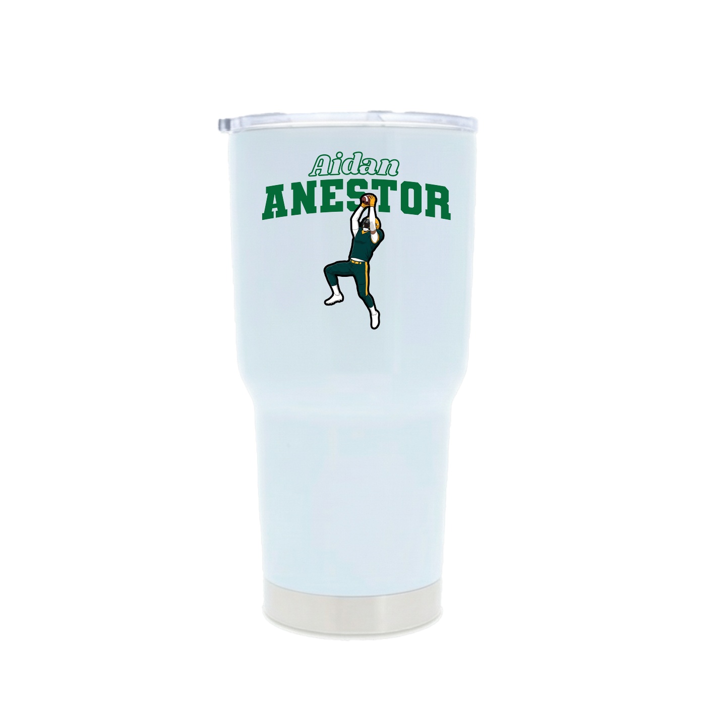 30oz Stainless Steel Tumbler — Name Arch in White
