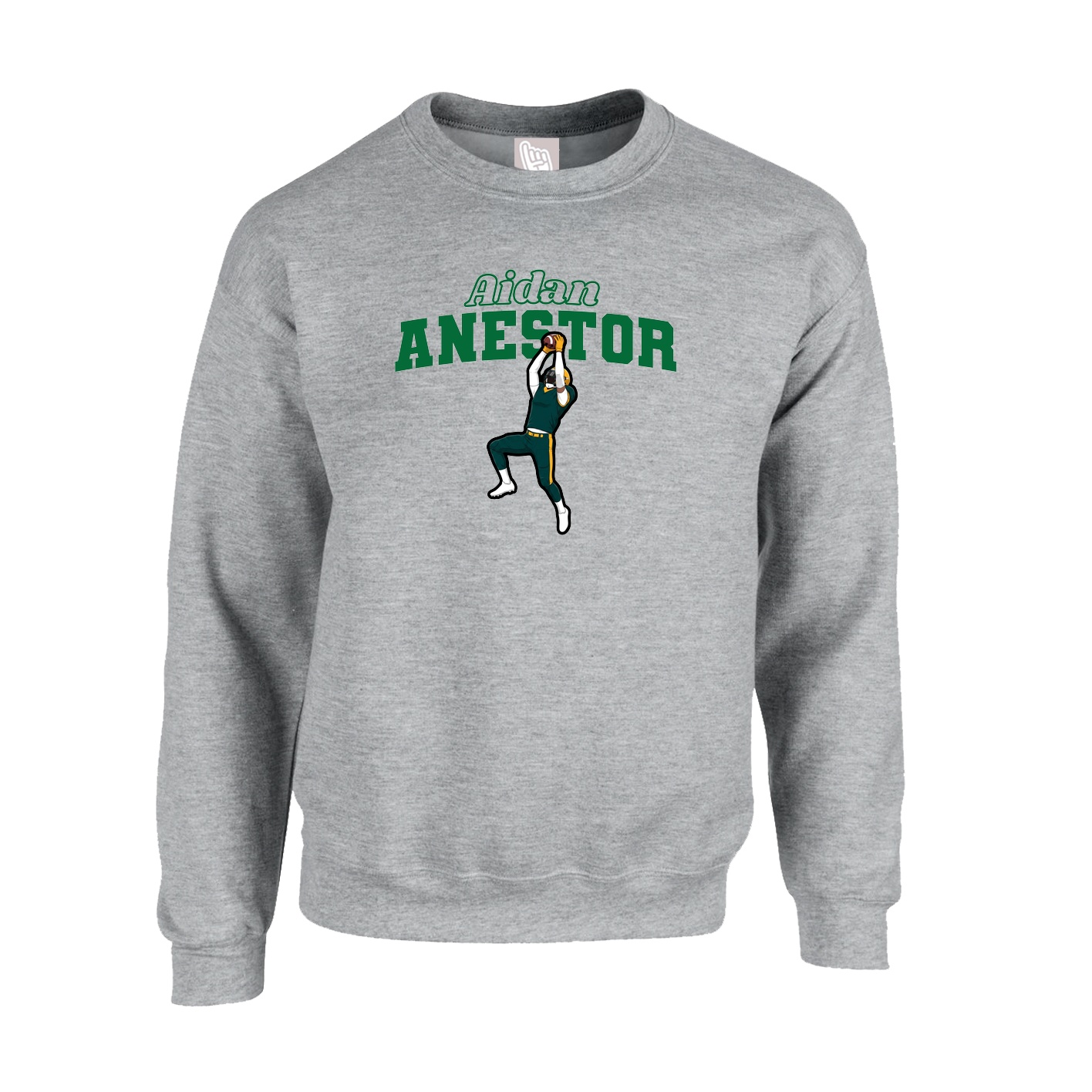 Fleece Crew — Name Arch in Grey