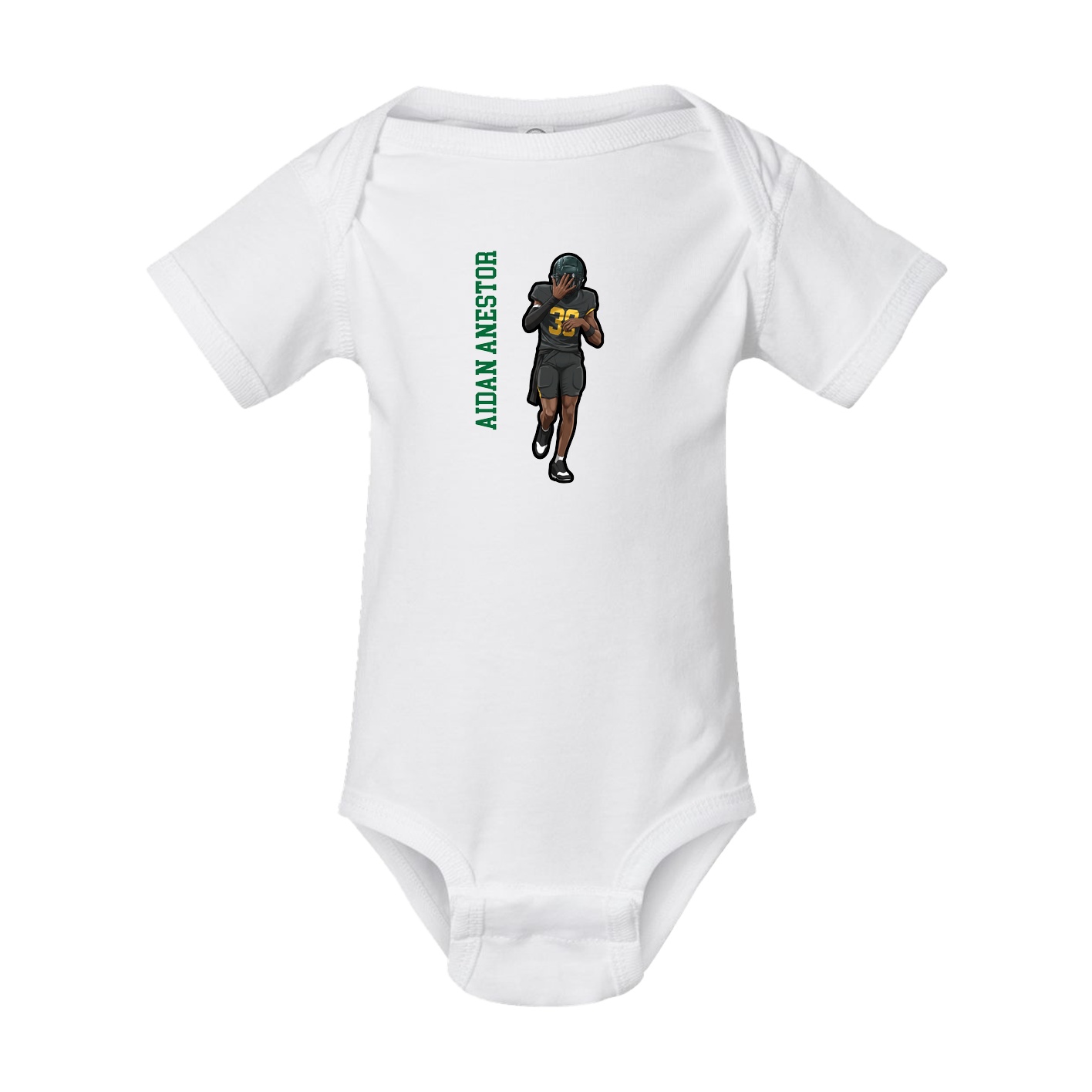 Baby Onesie — Name Vertical in White