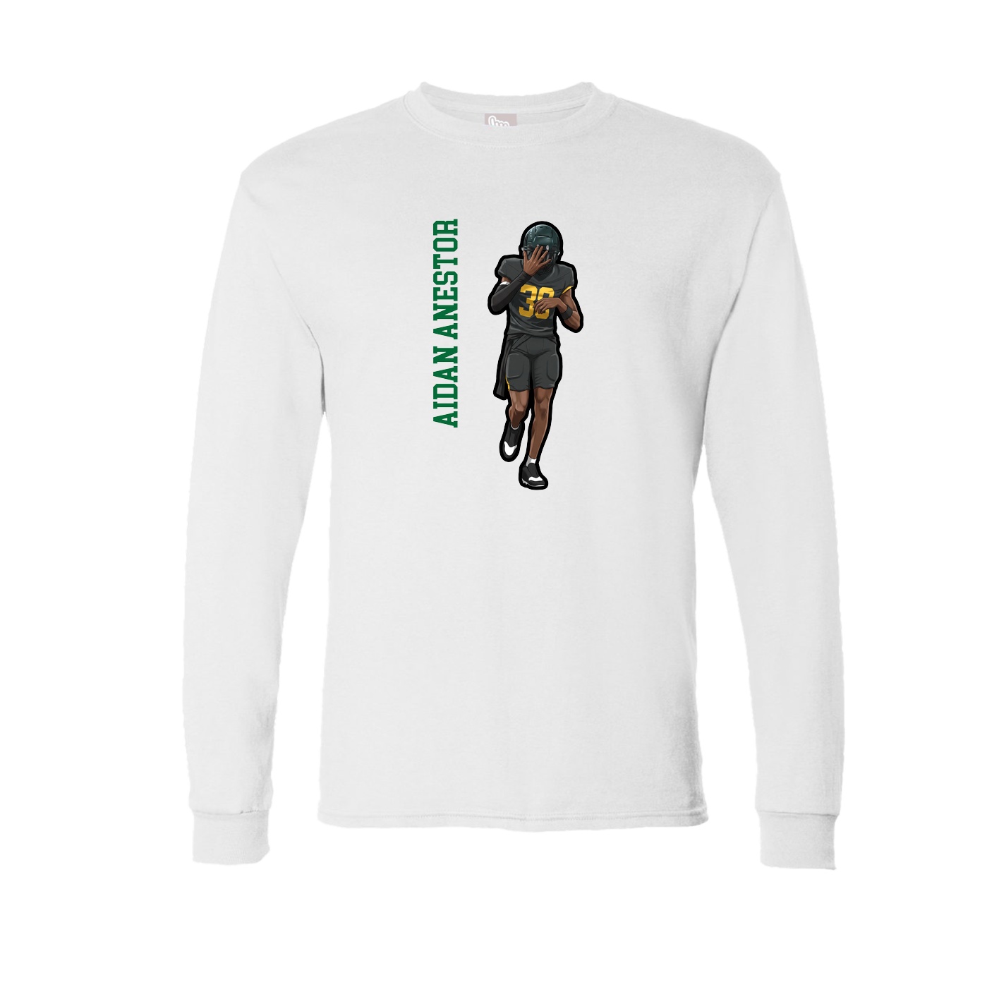 Long Sleeve Tee — Name Vertical in White