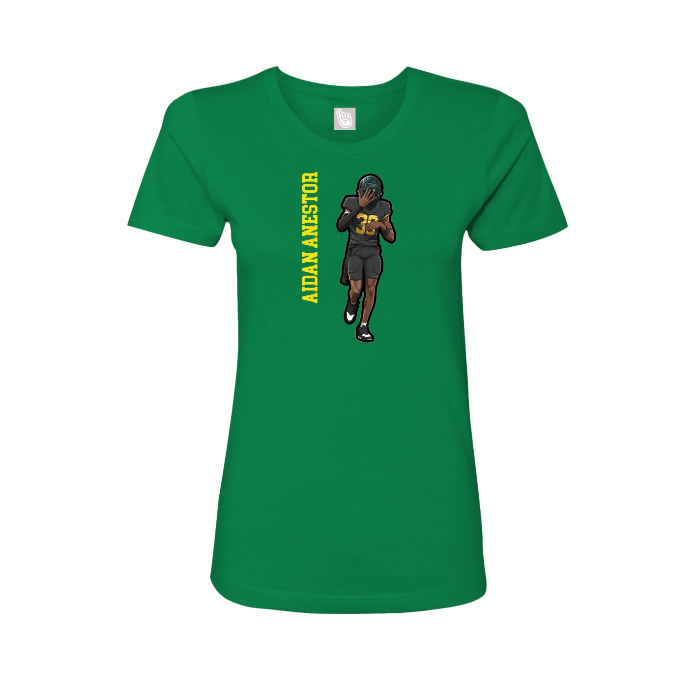 Fitted Women's Tee — Name Vertical in Green